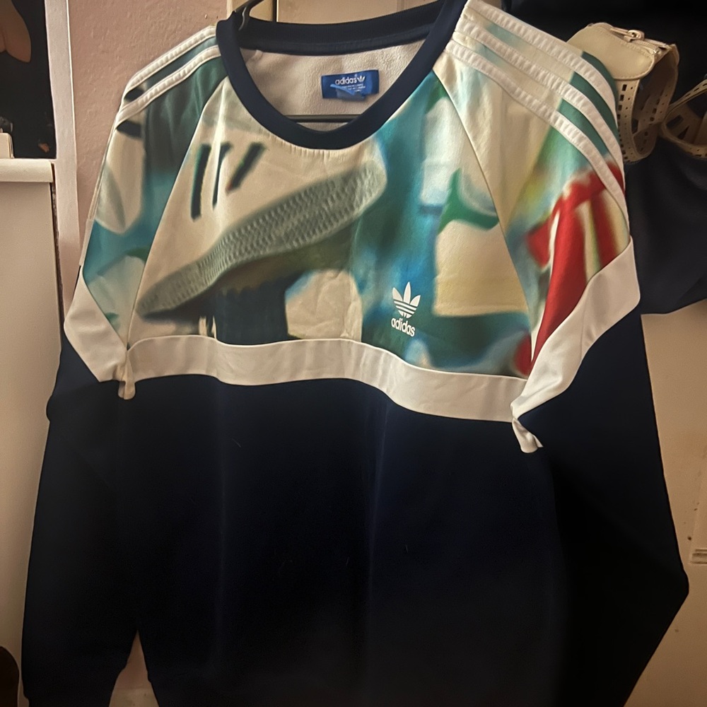 Adidas Blue Sweatshirt Artistic Design